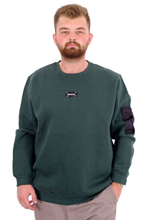 Mode XL Büyük Beden Erkek Sweatshirt 3 İplik Şardonlu DIVISION U24548 Nefti