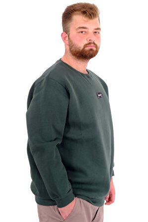 Mode XL Büyük Beden Erkek Sweatshirt 3 İplik Şardonlu DIVISION U24548 Nefti