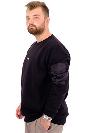 Mode XL Büyük Beden Erkek Sweatshirt 3 İplik Şardonlu DIVISION U24548 Siyah