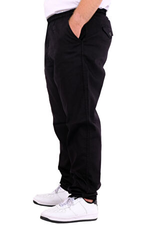 Mode XL Büyük Beden Erkek Gabardin Düz Paça Jogger EVEREST 21929 Siyah
