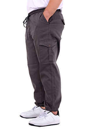 Mode XL Büyük Beden Erkek Gabardin Kargo Jogger Doga 21927 Antrasit
