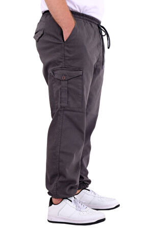 Mode XL Büyük Beden Erkek Gabardin Kargo Jogger Doga 21927 Antrasit