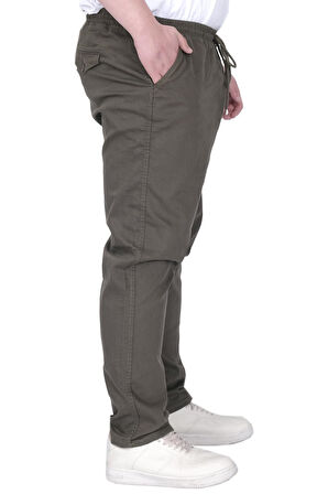 Mode XL Büyük Beden Erkek Pantolon Gabardin Düz Paça Jogger Everest 21929 Haki