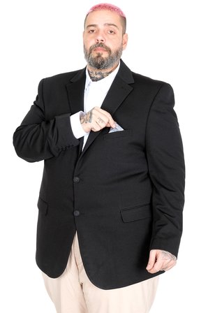 Mode XL Büyük Beden Erkek Britanya Blazer Ceket 23028 SIYAH