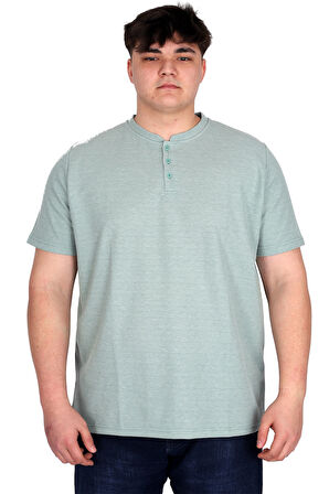 Mode XL Büyük Beden Erkek Hakim Yaka Tişört Waffle U20036 Çağla