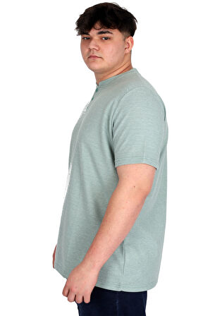 Mode XL Büyük Beden Erkek Hakim Yaka Tişört Waffle U20036 Çağla