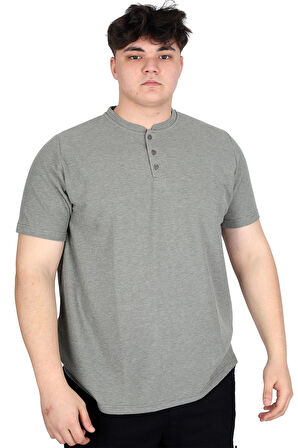 Mode XL Büyük Beden Erkek Hakim Yaka Tişört Waffle U20036 Haki