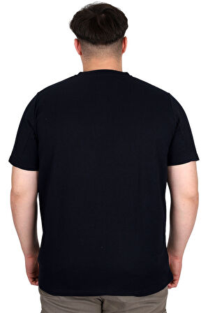 Mode XL Büyük Beden Erkek Hakim Yaka Tişört Waffle U20036 Lacivert