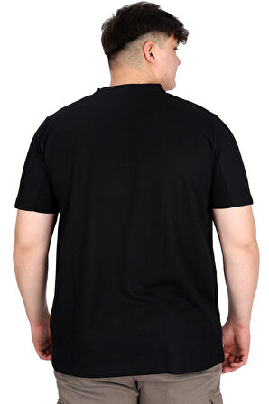 Mode XL Büyük Beden Erkek Hakim Yaka Tişört Waffle U20036 Siyah