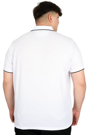 Mode XL Büyük Beden Erkek Polo Yaka Tişört Waffle MD U24299 Beyaz