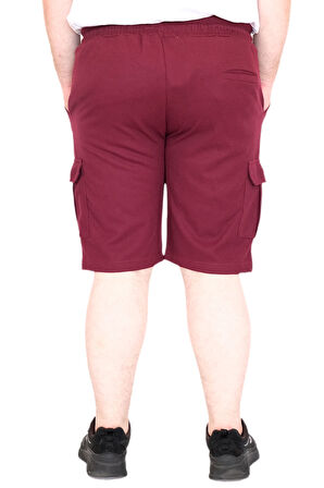 Mode XL Büyük Beden Erkek Şort Kargo Cep WAFFLE 23500 Mürdüm