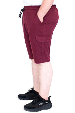 Mode XL Büyük Beden Erkek Şort Kargo Cep WAFFLE 23500 Mürdüm