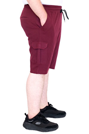 Mode XL Büyük Beden Erkek Şort Kargo Cep WAFFLE 23500 Mürdüm