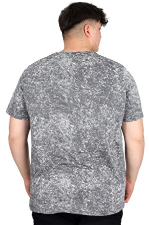 Mode XL Büyük Beden Erkek T-Shirt Bisiklet Yaka Aşındırma Baskı U20037 Antrasit