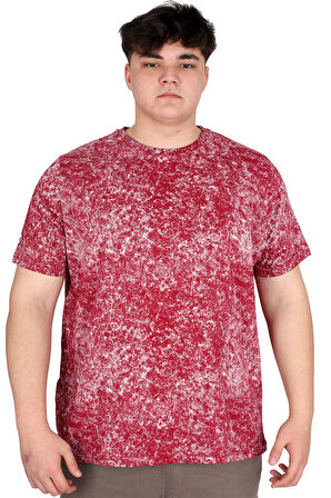 Mode XL Büyük Beden Erkek T-Shirt Bisiklet Yaka Aşındırma Baskı U20037 Bordo