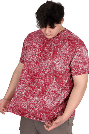 Mode XL Büyük Beden Erkek T-Shirt Bisiklet Yaka Aşındırma Baskı U20037 Bordo