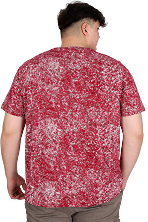 Mode XL Büyük Beden Erkek T-Shirt Bisiklet Yaka Aşındırma Baskı U20037 Bordo