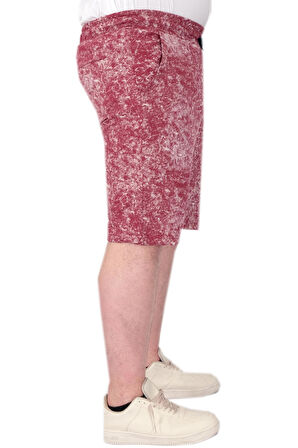 Mode XL Büyük Beden Erkek Şort Aşındırma Baskı 20037s Bordo