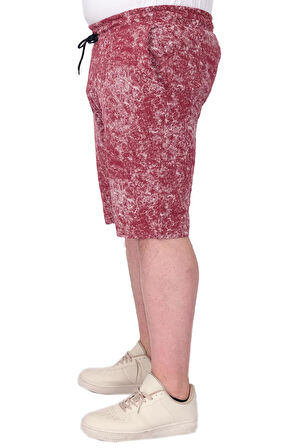 Mode XL Büyük Beden Erkek Şort Aşındırma Baskı 20037s Bordo