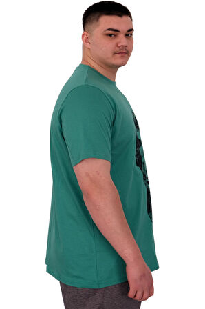 Mode XL Büyük Beden Erkek T-Shirt Bisiklet Yaka Statue U25004 Çağla