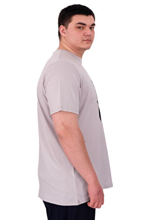 Mode XL Büyük Beden Erkek T-Shirt Bisiklet Yaka STATUE U25004 Gri
