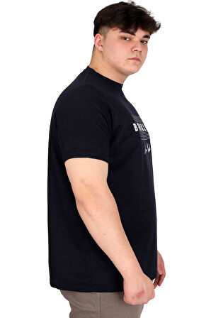 Mode XL Büyük Beden Erkek Tişört Baskılı BROOKLYN WAFFLE U25002 Lacivert