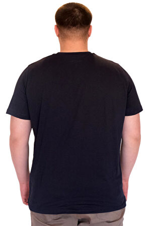 Mode XL Büyük Beden Erkek T-Shirt Bisiklet Yaka NOT DEFINETS Baskılı U25009 Lacivert