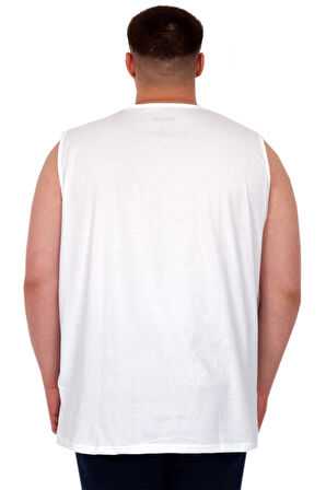 Mode XL Büyük Beden Erkek Atlet Nakışlı U25101 Beyaz