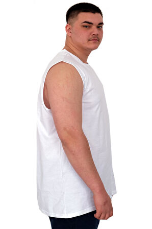 Mode XL Büyük Beden Erkek Atlet Nakışlı U25101 Beyaz