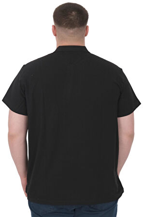 Mode XL Büyük Beden Erkek T-Shirt Polo Sail Boat U25302 Siyah