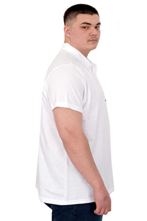 Mode XL Büyük Beden Erkek T-Shirt Polo Sea Bound U25303 Beyaz