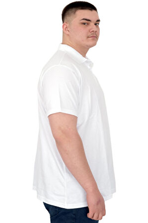 Mode XL Büyük Beden Erkek T-Shirt Polo Flag U25304 Beyaz