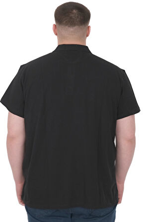 Mode XL Büyük Beden Erkek T-Shirt Polo Flag U25304 Siyah