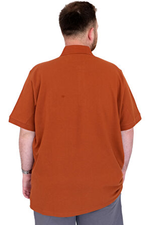 Mode XL Büyük Beden Erkek T-Shirt Polo Yaka Cepli Klasik Pike 20552 Tarçın