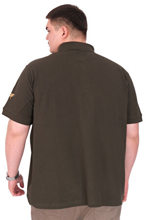 Mode XL Büyük Beden Erkek T-Shirt Pike Polo Yaka U25306 Haki