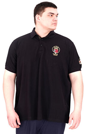 Mode XL Büyük Beden Erkek T-Shirt Pike Polo Yaka U25306 Siyah