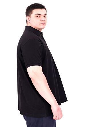 Mode XL Büyük Beden Erkek T-Shirt Pike Polo Yaka U25306 Siyah