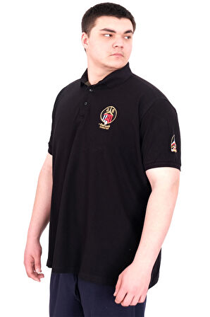 Mode XL Büyük Beden Erkek T-Shirt Pike Polo Yaka U25306 Siyah