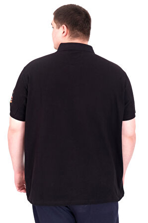 Mode XL Büyük Beden Erkek T-Shirt Pike Polo Yaka U25306 Siyah