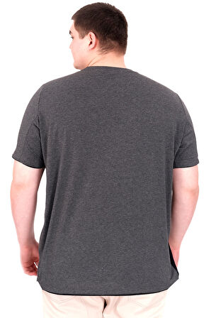 Mode XL Büyük Beden Erkek T-Shirt Parçalı MD08 U22134 Antrasit