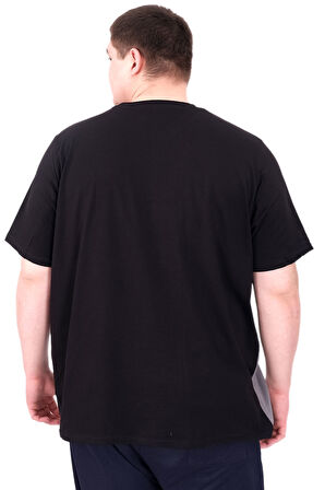 Mode XL Büyük Beden Erkek T-Shirt Parçalı U25501 Siyah