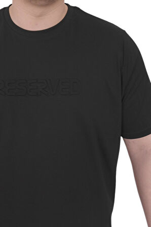 Mode XL Büyük Beden Erkek T-Shirt Bisiklet Yaka Reseve U25017 Siyah