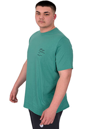 Mode XL Büyük Beden Erkek T-Shirt Bisiklet Yaka Space U25018 Çağla