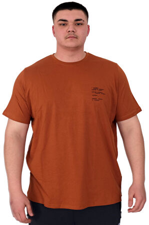 Mode XL Büyük Beden Erkek T-Shirt Bisiklet Yaka Space U25018 Tarçın