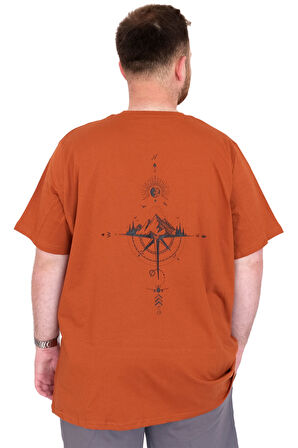 Mode XL Büyük Beden Erkek T-Shirt Bisiklet Yaka Chneyrmd U25020 Tarçın