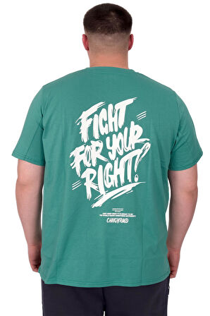 Mode XL Büyük Beden Erkek T-Shirt Bisiklet Yaka Compaes U25021 Çağla