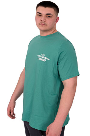 Mode XL Büyük Beden Erkek T-Shirt Bisiklet Yaka Compaes U25021 Çağla