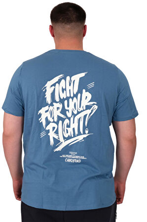 Mode XL Büyük Beden Erkek T-Shirt Bisiklet Yaka Compaes U25021 Mavi