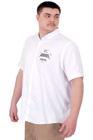 Mode XL Büyük Beden Erkek Gabardin Gömlek Everyday Essentials U25602 Beyaz