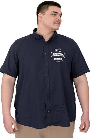 Mode XL Büyük Beden Erkek Gabardin Gömlek Everyday Essentials U25602 Lacivert